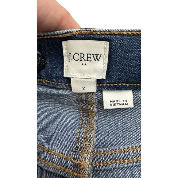 J Crew Floral Embroidered Denim Mini Skirt Raw Hem Fringe Size 2 Boho Y2K - Picture 2 of 7